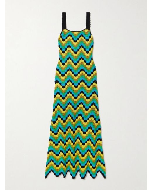 Escvdo Green Marea Scalloped Crocheted Cotton Maxi Dress