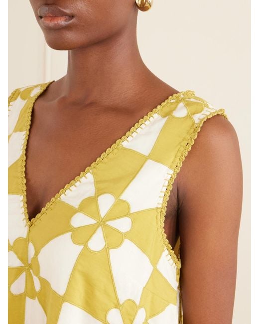 Alix Of Bohemia Yellow Soleil Patchwork Cotton And Silk-Blend Mini Dress
