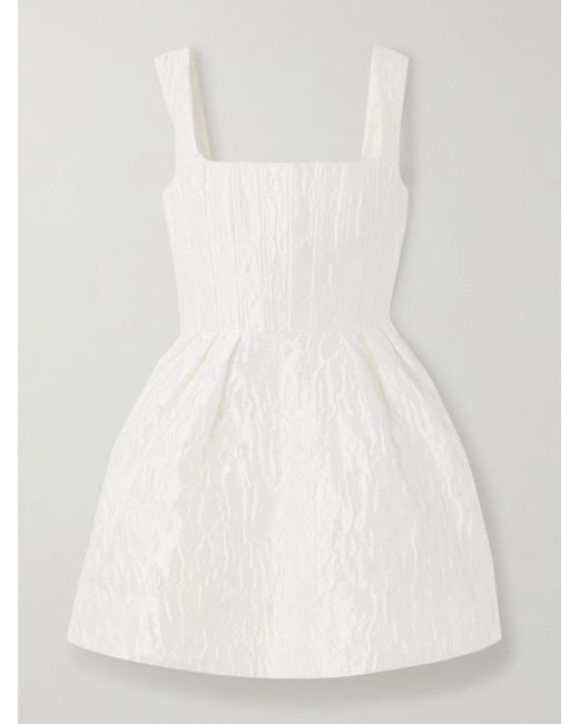 Rebecca Vallance White Vanilla Dreams Pleated Cloqué Mini Dress