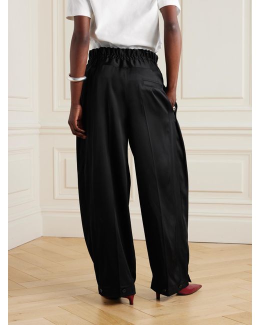 Jil Sander Black Hose Mit Weitem Bein Aus Glänzendem Twill Mit Falten