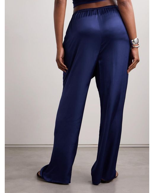 Diane von Furstenberg Blue Gianna Satin Wide-Leg Pants