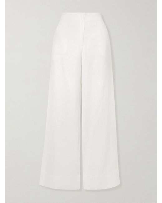 ANDRES OTALORA White Me Hablas Linen Wide-Leg Pants