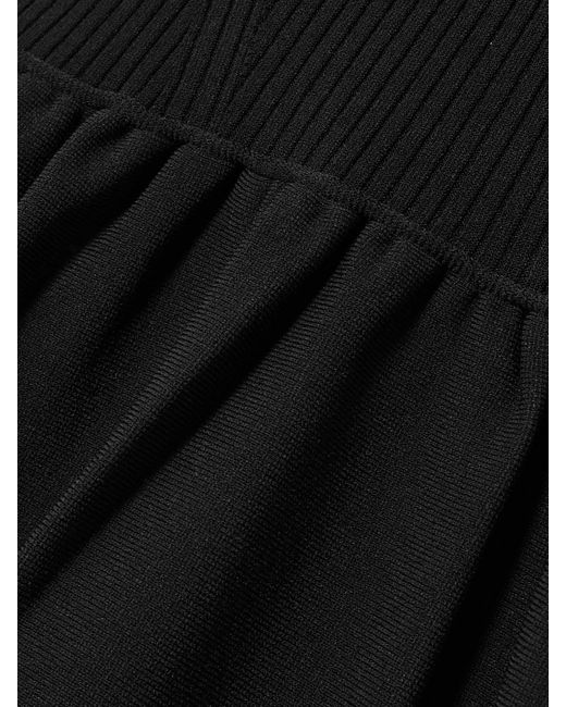 Ulla Johnson Black Midikleid Aus Rippstrick Und Jersey Mit Lochstickerei