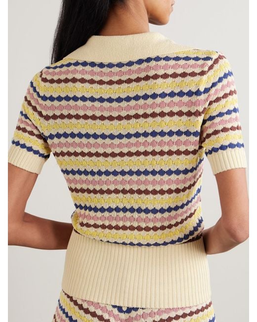 Zimmermann Natural Awaken Striped Cotton-Blend Polo Shirt