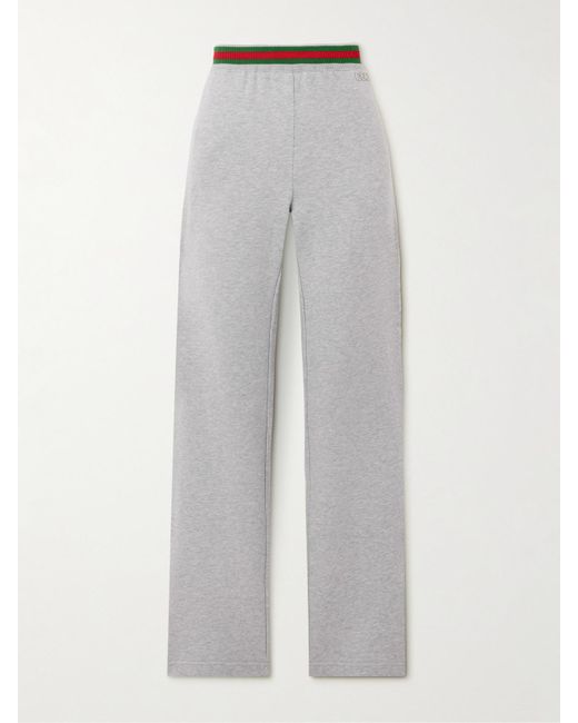 Gucci Gray Jogginghose Aus Baumwoll-Jersey Mit Streifen Und Applikation