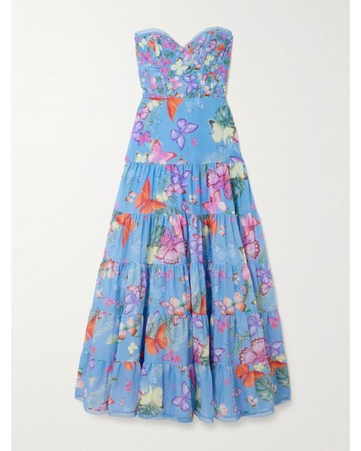 charo ruiz blue strapless dress Charo Ruiz Ibiza Molpy Top in Blue main image 0