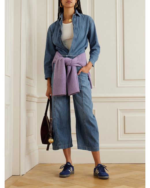 Rivet Utility Blue New Yorker Verkürzter Jumpsuit Aus Denim
