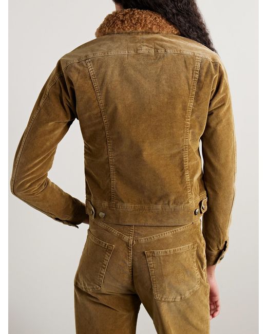 R13 Natural Trucker Fleece-Trimmed Cotton-Blend Corduroy Jacket