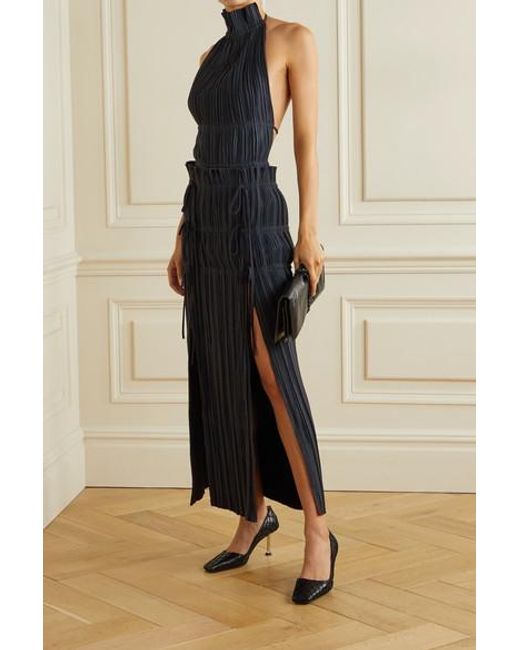 Dion Lee Synthetic Tie-detailed Plissé-crepe Maxi Skirt in Midnight ...