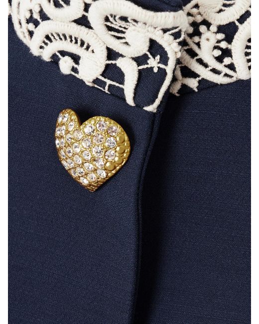 Valentino Garavani Blue Jacke Aus Twill Aus Einer Woll-Seidenmischung Mit Besätzen Aus Guipure-Spitze