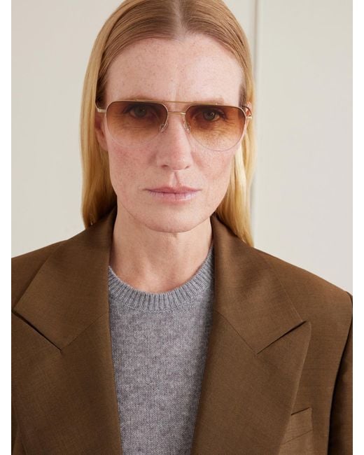 Barton Perreira Natural Mcnair Aviator-Style Metal Sunglasses