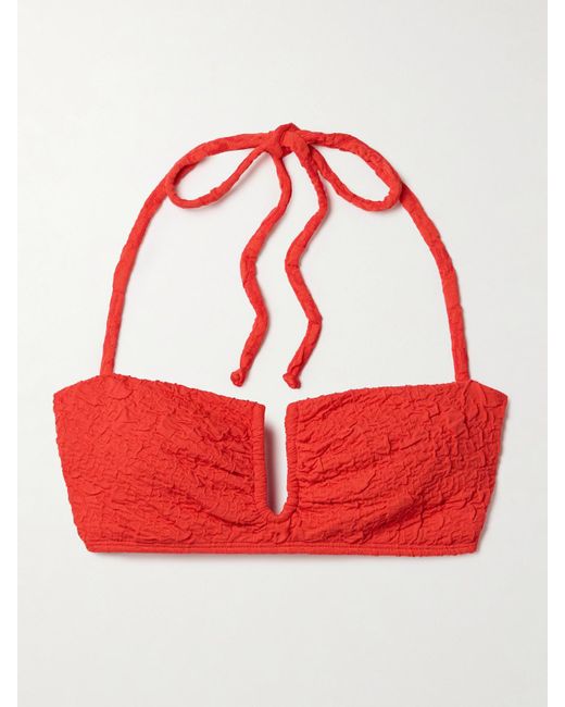 Mara Hoffman Red Cruz Bikini-Oberteil Aus Strukturiertem Material Mit Recycelten Fasern