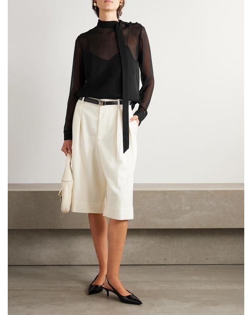Gucci Black Bluse Aus Seiden-Georgette Mit Verzierung