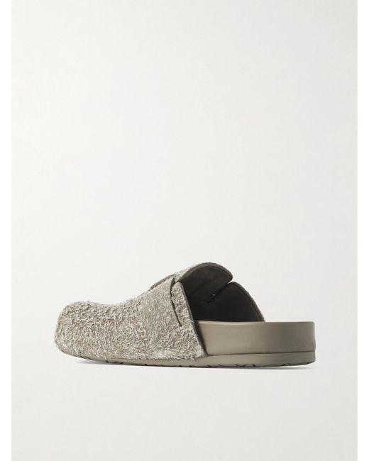 Loewe White Ease Buckled Brushed-Suede Mules
