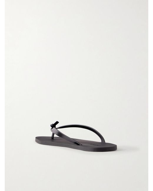 Saint Laurent Black Pool Leather Flip-Flops