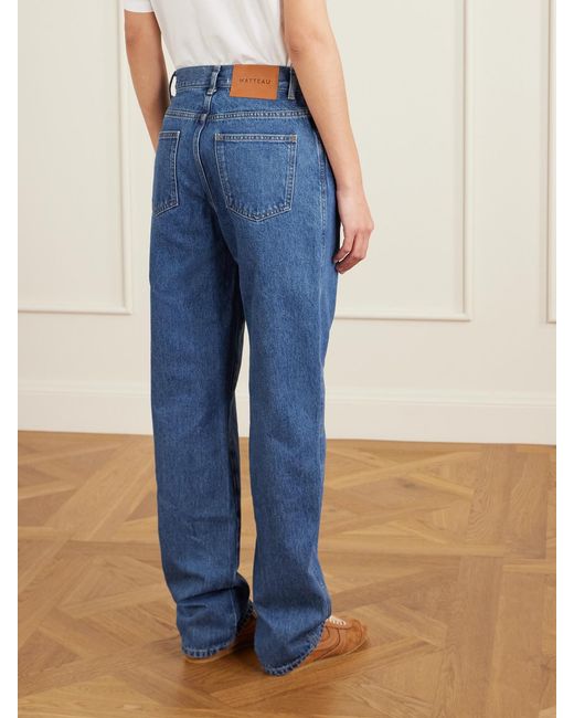 Matteau Blue Mid-Rise Straight-Leg Jeans