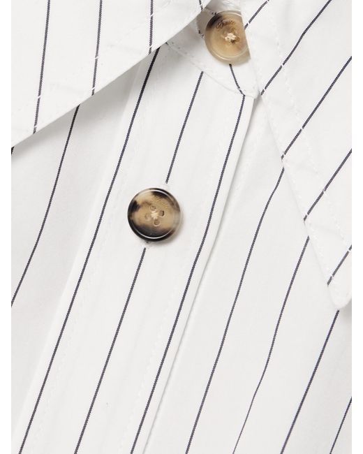Khaite White Tamal Oversized Striped Cotton-Poplin Shirt