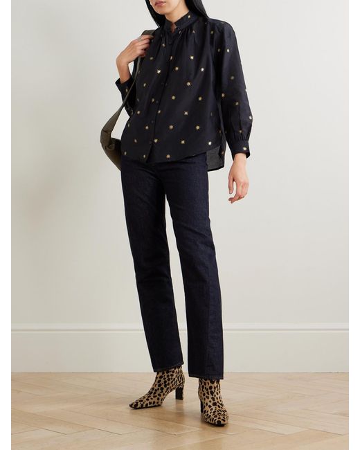 Alix Of Bohemia Blue Kiki Celestial Night Printed Cotton And Silk-Blend Shirt