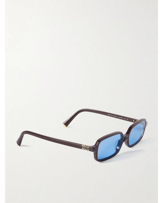 Miu Miu Blue Rectangular-Frame Acetate Sunglasses