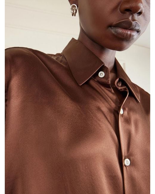 Comme Si Brown La Classica Silk-Charmeuse Shirt