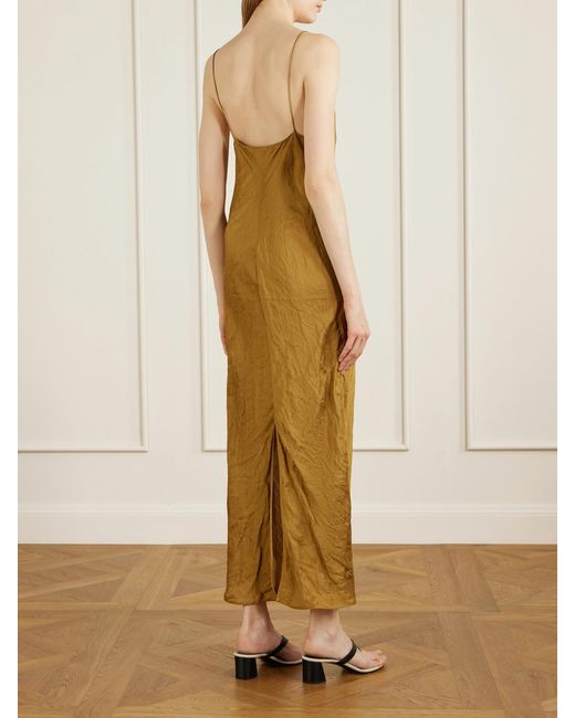 Khaite Metallic Taja Crinkled-Voile Maxi Dress