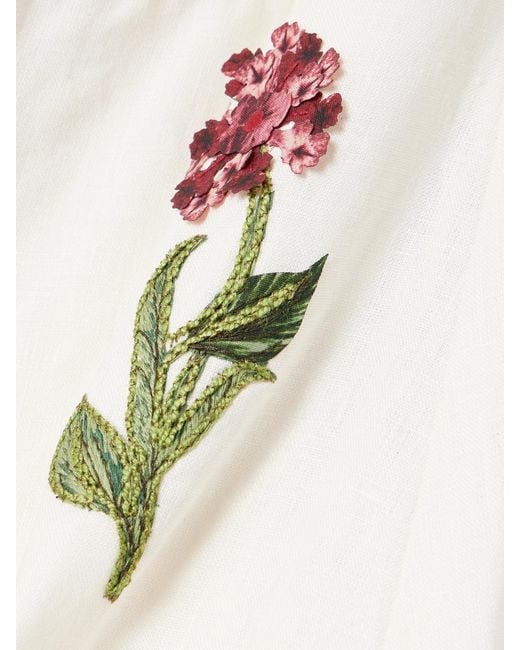 Agua Bendita Natural Siembra Off-The-Shoulder Appliquéd Embroidered Printed Linen Maxi Dress