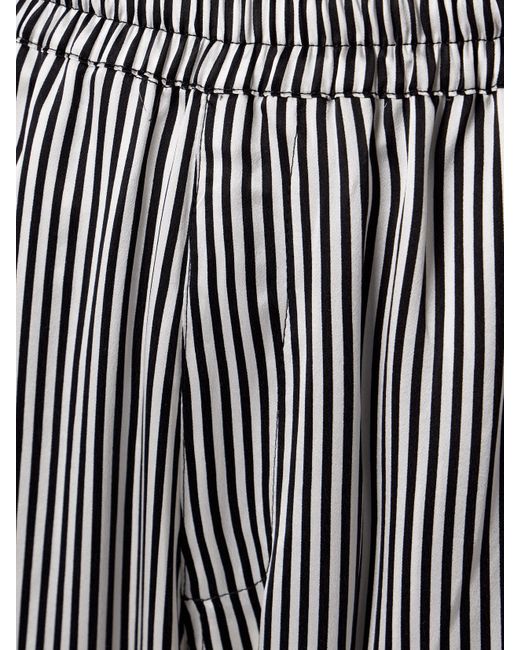 Suzie Kondi Gray Finance Striped Silk-Satin Wide-Leg Pants