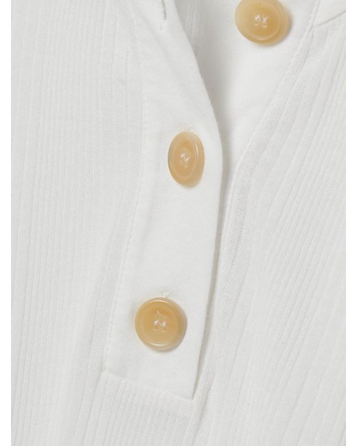 Khaite White Janelle Ribbed Cotton-Blend Bodysuit