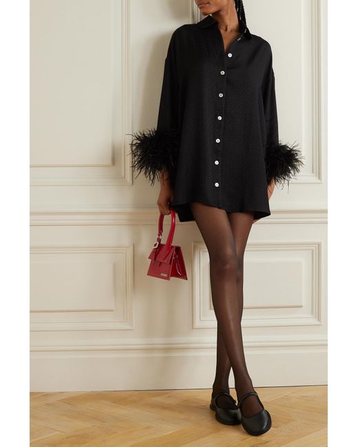 Sleeper Net Sustain Pastelle Feather trimmed Jacquard Shirt
