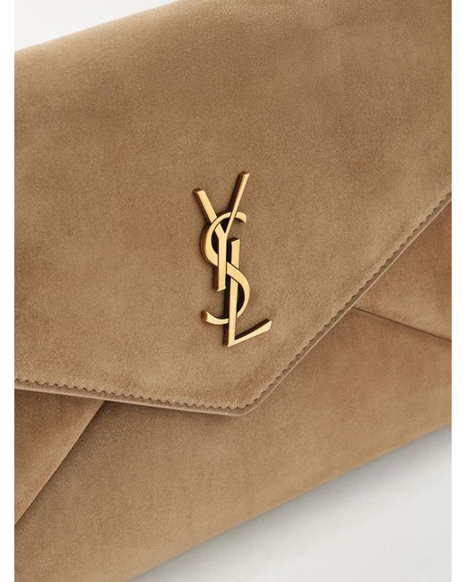 Saint Laurent Natural Cassandre Suede Clutch