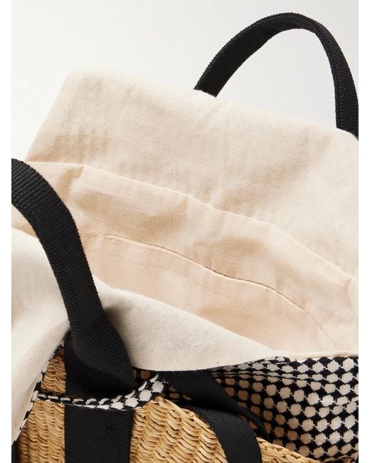 Muuñ Natural Sophie Mini Webbing-Trimmed Woven Straw Tote