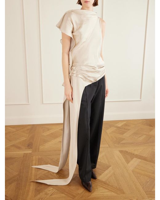 Kallmeyer Natural Elif Asymmetric Ruched Woven Blouse