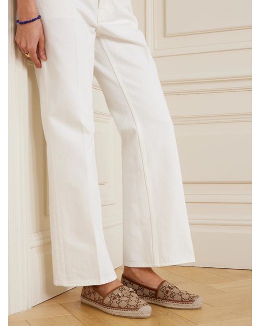 Espadrilles En Toile Jacquard À Logo, Finitions En Cuir Et Mors De Cheval Pilar Gucci en coloris Natural