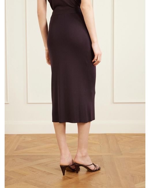 Veronica de Piante Blue Caterina Silk Midi Skirt