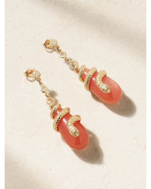 Jacquie Aiche Natural 14-Karat, Moonstone And Diamond Earrings