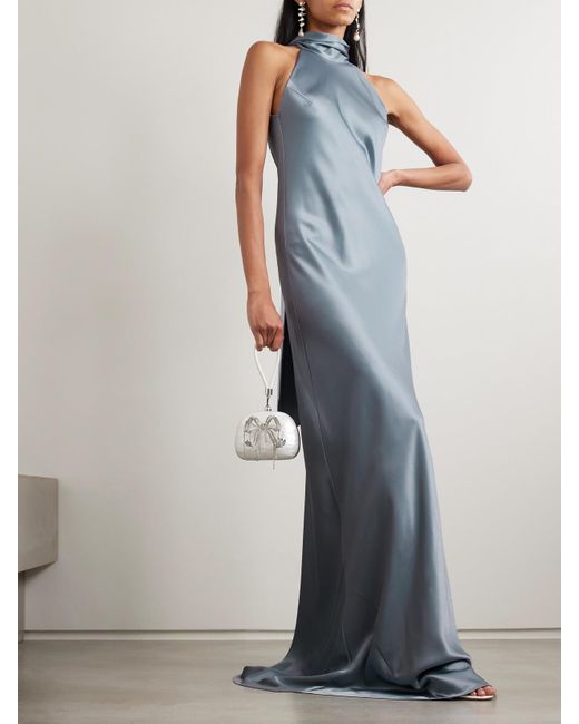 Galvan Blue Sienna Neckholder-Robe Aus Satin