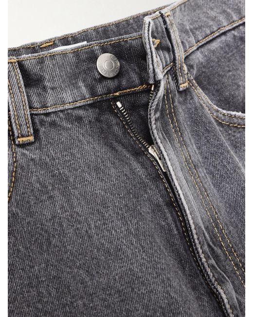 Stella McCartney Gray Frayed Two-Tone Mid-Rise Wide-Leg Organic Jeans