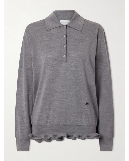 Stella McCartney Gray Ruffled Wool Polo Shirt