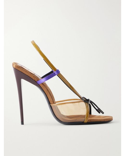 Saint Laurent Metallic Jean 110 Leather And Satin-Trimmed Tpu Sandals
