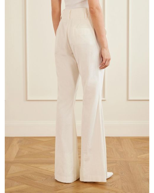 Gabriela Hearst White Ianthe Cotton-Corduroy Flared Pants