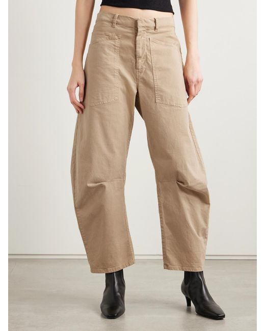 Nili Lotan Natural Shon Brushed Cotton-Blend Twill Tapered Pants