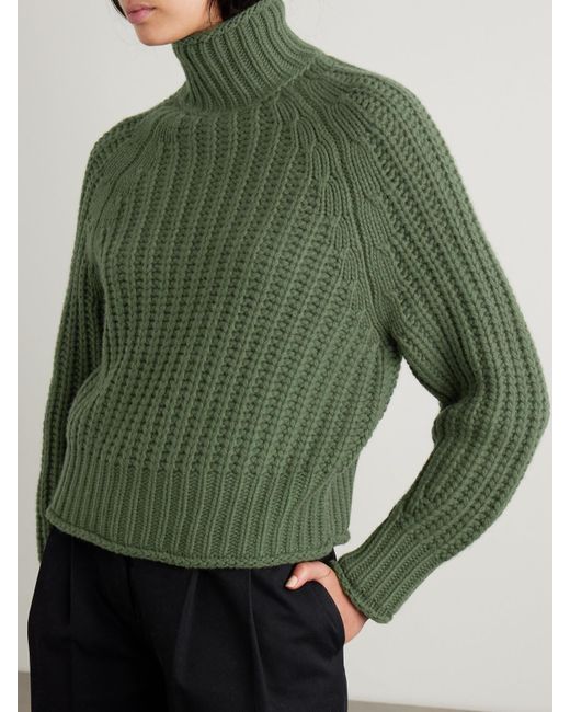 arch4 Green Ellis Ribbed Cashmere Turtleneck Sweater