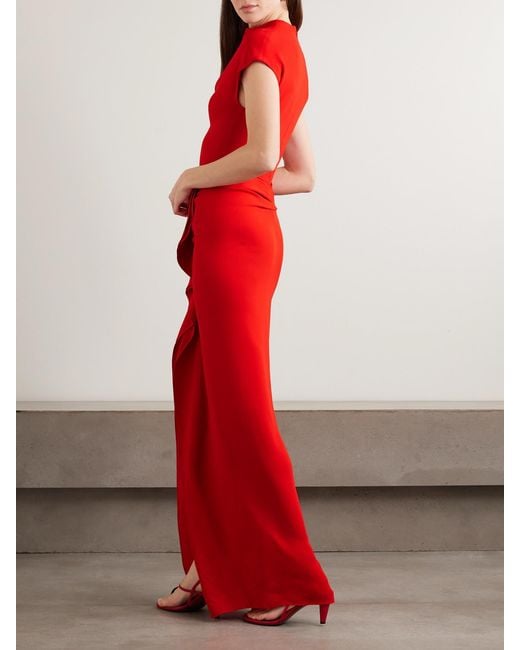 TOVE Red Beth Ruffled Jersey Maxi Dress