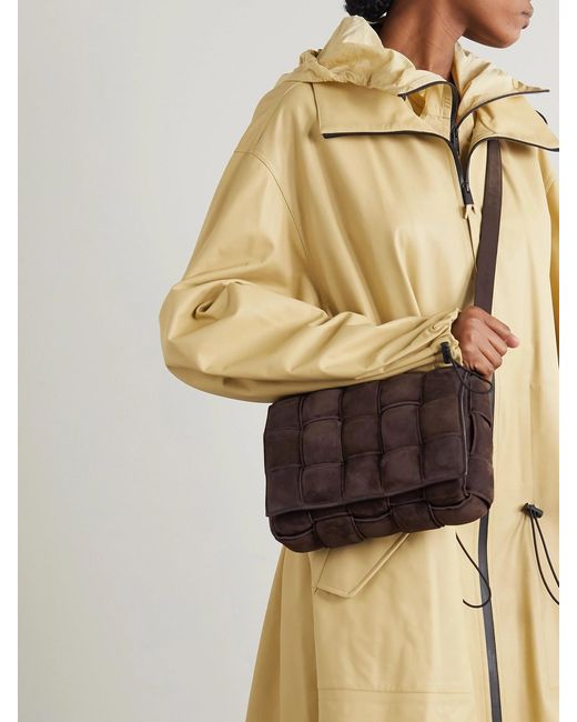 Bottega Veneta Brown Padded Cassette Intrecciato Suede Cross-body Bag