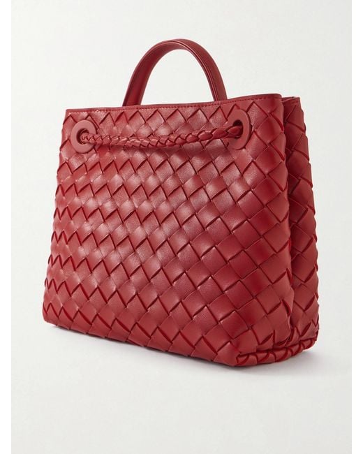 Bottega Veneta Red Andiamo Intrecciato Leather Tote
