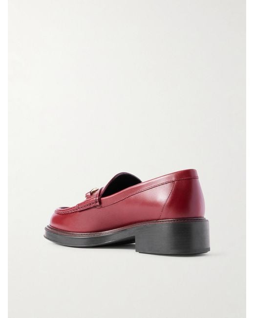 Mocassins En Cuir À Ornements Horsebit Gucci en coloris Red