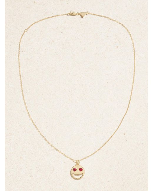 Alison Lou Natural Lover Kette Aus 14 Karat Mit Synthetischen Rubinen