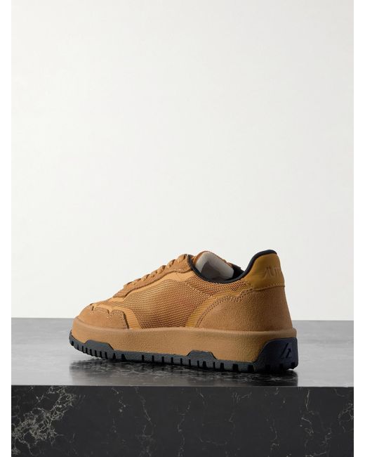 Autry Brown Wildpace Suede-Trimmed Mesh Sneakers