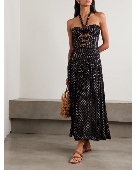 Zimmermann Black Daylight Cutout Fil Coupé-Voile Halterneck Midi Dress