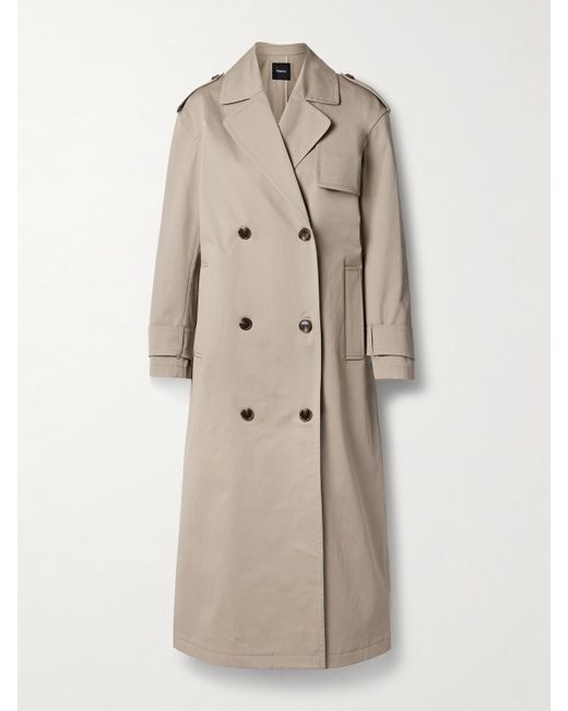Theory Natural Double-Breasted Cotton-Blend Gabardine Trench Coat